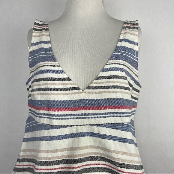 Zara Red Blue Stripes Women’s V Neck Sleeveless Crop Top Size Medium - Picture 2 of 5